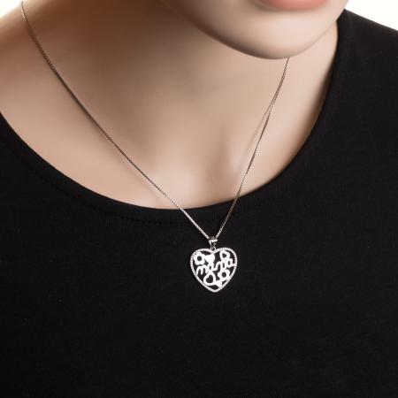 Stříbrný přívěsek - srdíčko, nápis mama, čiré kulaté zirkony, čiré kulaté zirkony | Argento.cz