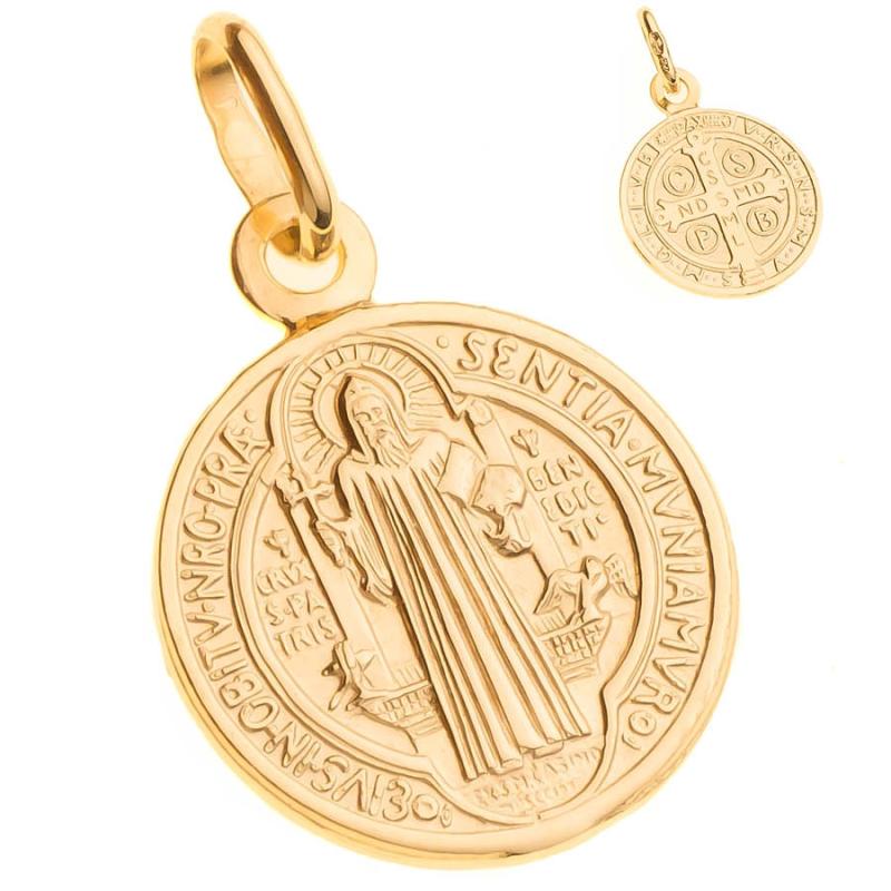 Zlatý přívěsek - medailka sv. Benedikta | Argento.cz