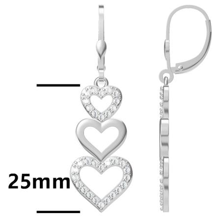 Stříbrné náušnice - srdíčka, čiré kulaté zirkony | Argento.cz