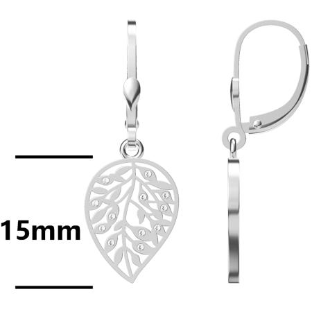 Stříbrné náušnice - list, čiré kulaté zirkony | Argento.cz