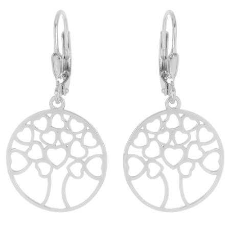Stříbrné náušnice - strom života, srdíčka | Argento.cz
