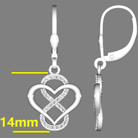Stříbrné náušnice - srdíčka, nekonečno, čiré kulaté zirkony | Argento.cz