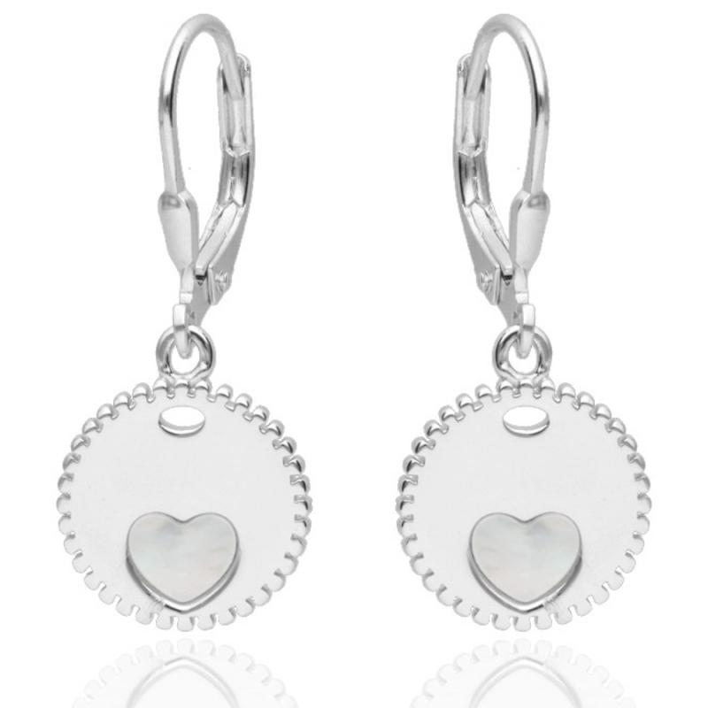 Stříbrné náušnice - srdíčka, perleť | Argento.cz