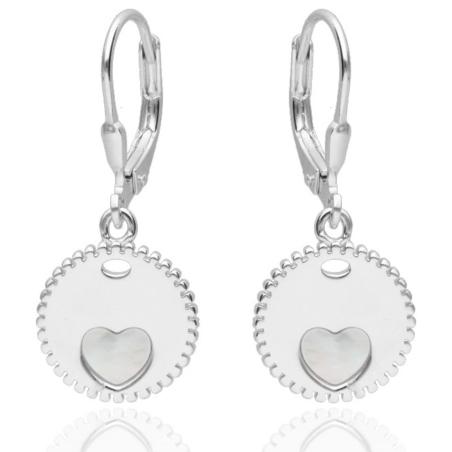 Stříbrné náušnice - srdíčka, perleť | Argento.cz