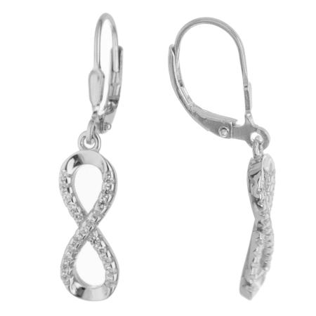 Stříbrné náušnice - nekonečno, čiré kulaté zirkony | Argento.cz