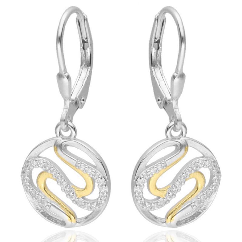 Kombinované stříbrné náušnice - čiré kulaté zirkony | Argento.cz