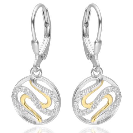 Kombinované stříbrné náušnice - čiré kulaté zirkony | Argento.cz