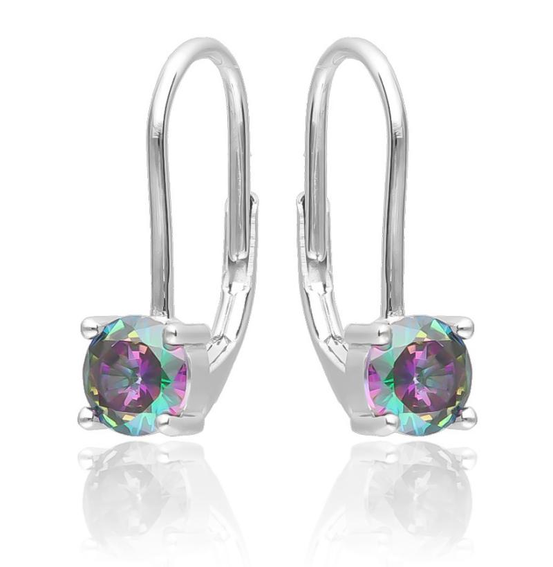 Stříbrné náušnice - kulatý zirkon Vitrail Light | Argento.cz