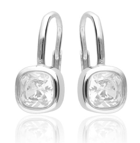 Stříbrné náušnice - čirý zirkon ve tvaru čtverce | Argento.cz