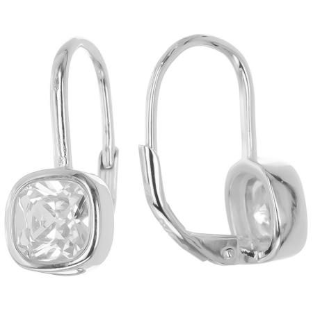 Stříbrné náušnice - čirý zirkon ve tvaru čtverce | Argento.cz