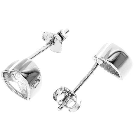 Stříbrné náušnice - srdíčka, čirý zirkon ve tvaru srdíčka | Argento.cz