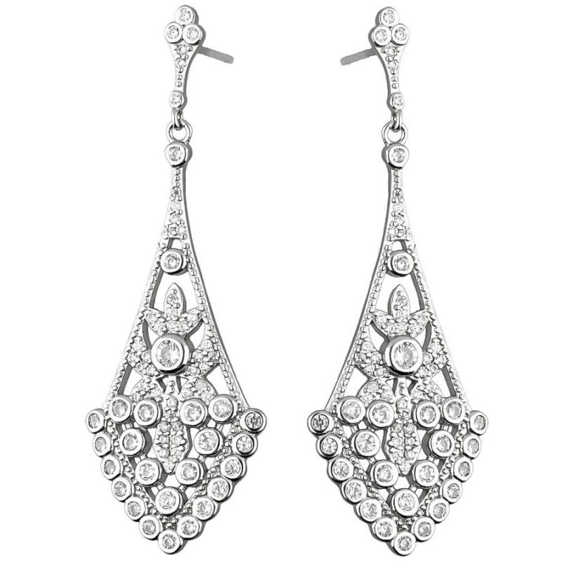 Stříbrné náušnice - čiré kulaté zirkony | Argento.cz