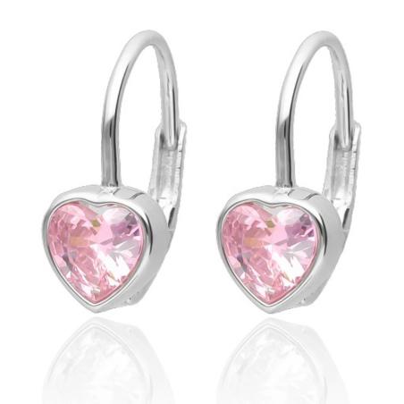 Stříbrné náušnice - srdíčka, zirkon ve tvaru srdíčka | Argento.cz