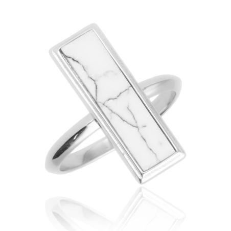 Stříbrný prsten - syntetický kámen bílý howlit | Argento.cz