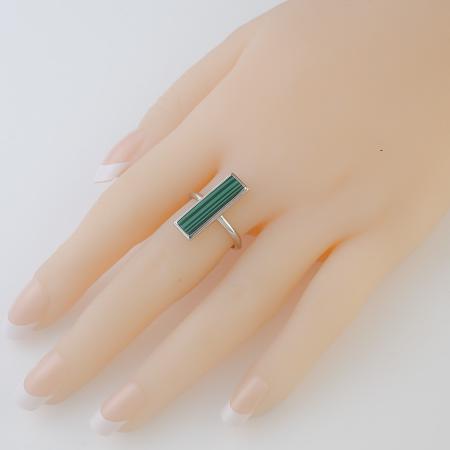 Stříbrný prsten - syntetický kámen zelený malachit | Argento.cz
