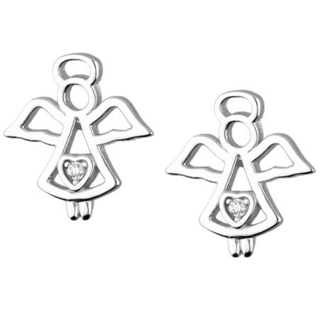 Stříbrné náušnice - anděl, čirý kulatý zirkon | Argento.cz
