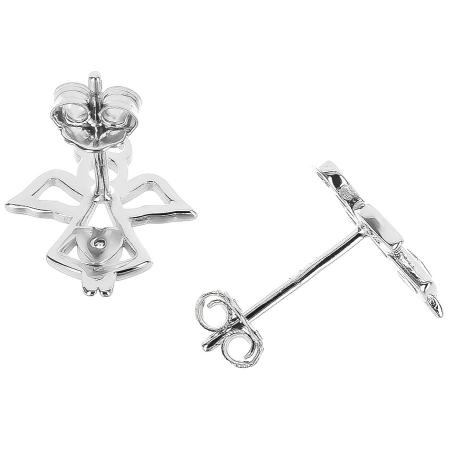 Stříbrné náušnice - anděl, čirý kulatý zirkon | Argento.cz