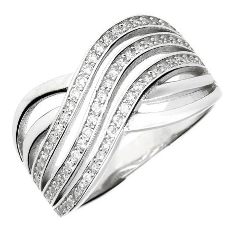 Stříbrný prsten - čiré kulaté zirkony | Argento.cz