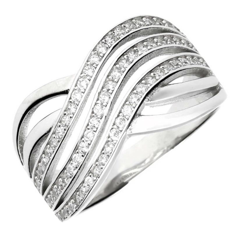 Stříbrný prsten - čiré kulaté zirkony | Argento.cz