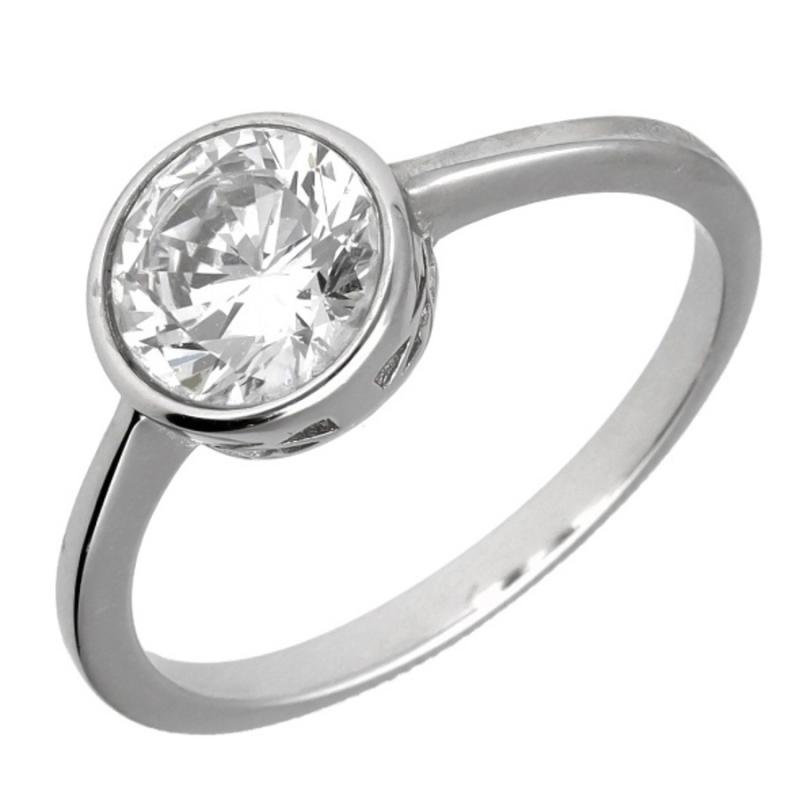 Stříbrný prsten - čirý kulatý zirkon | Argento.cz