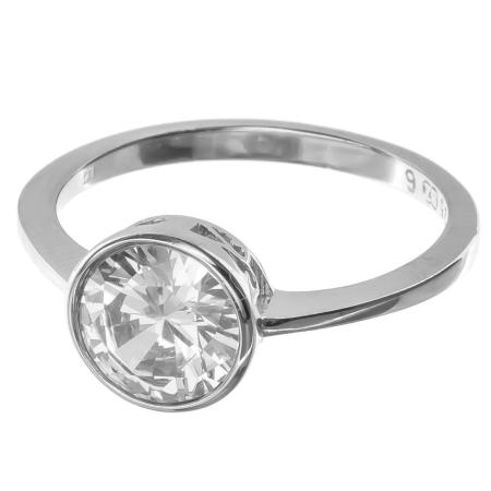 Stříbrný prsten - čirý kulatý zirkon | Argento.cz