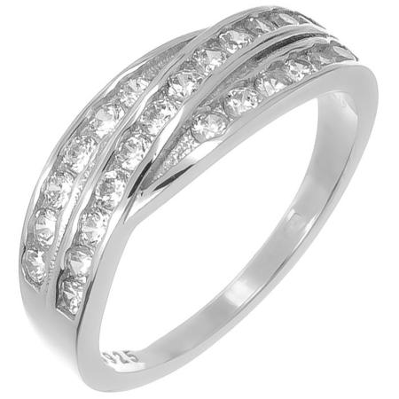 Stříbrný prsten - čiré kulaté zirkony | Argento.cz