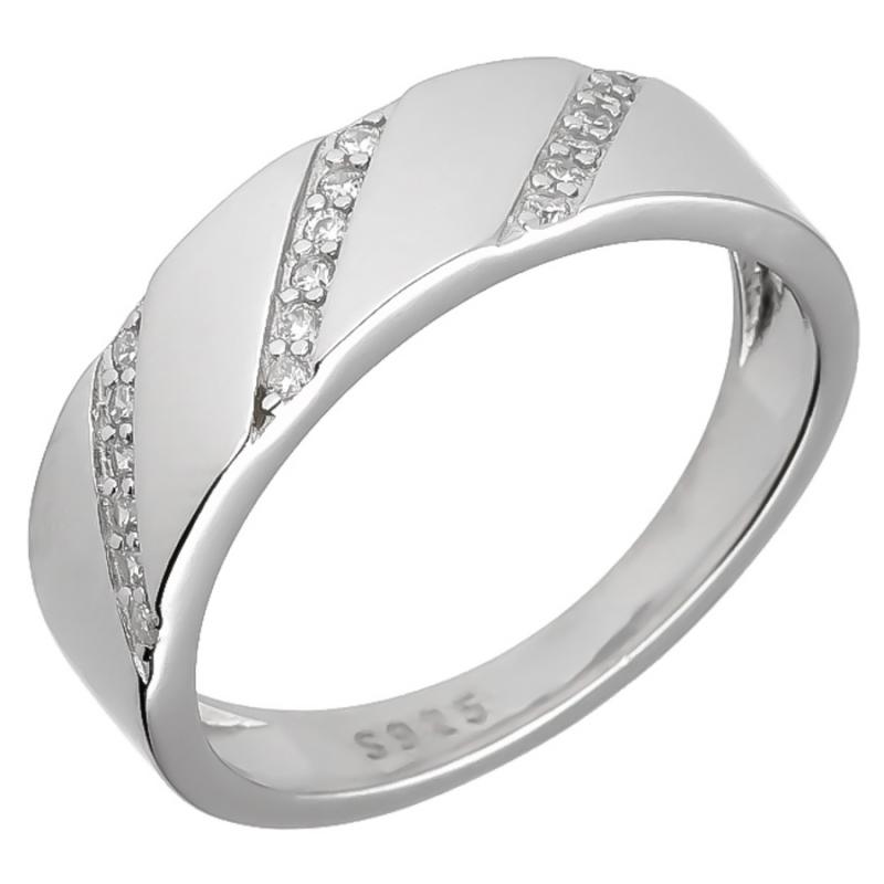 Stříbrný prsten - čiré kulaté zirkony | Argento.cz