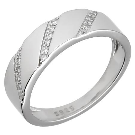 Stříbrný prsten - čiré kulaté zirkony | Argento.cz