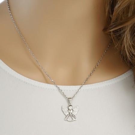 Stříbrný přívěsek - anděl, čiré kulaté zirkony | Argento.cz