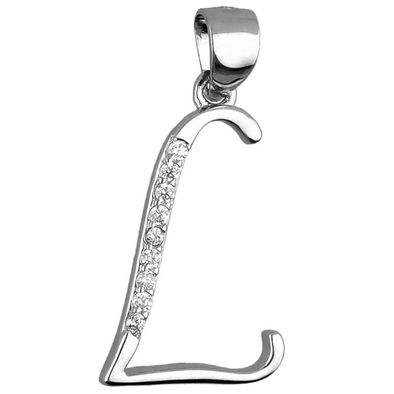 Stříbrný přívěsek - písmeno L, čiré kulaté zirkony | Argento.cz