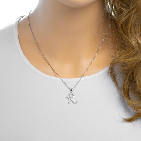 Stříbrný přívěsek - písmeno R, čiré kulaté zirkony | Argento.cz