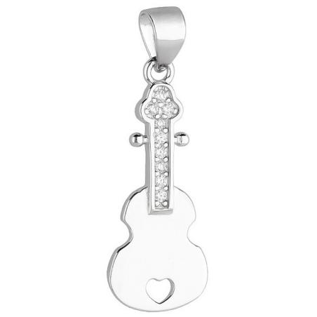 Stříbrný přívěsek - kytara, čiré kulaté zirkony | Argento.cz