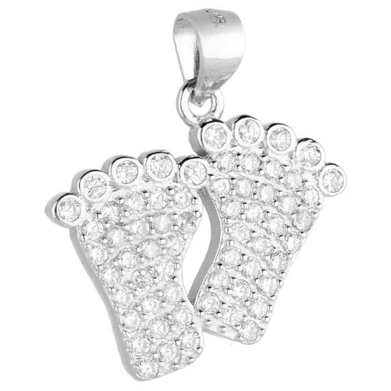 Stříbrný přívěsek - nožičky, čiré kulaté zirkony | Argento.cz