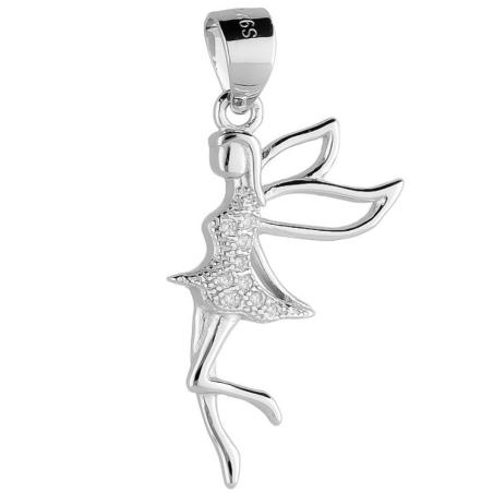 Stříbrný přívěsek - víla, čiré kulaté zirkony | Argento.cz