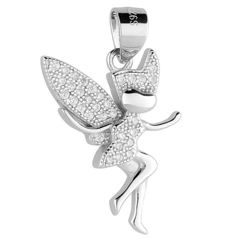 Stříbrný přívěsek - víla, čiré kulaté zirkony | Argento.cz