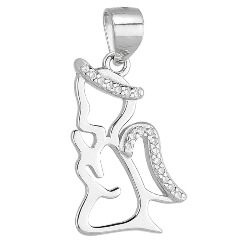 Stříbrný přívěsek - anděl, čiré kulaté zirkony | Argento.cz