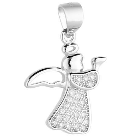 Stříbrný přívěsek - anděl, čiré kulaté zirkony | Argento.cz