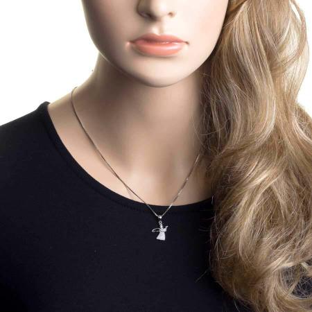 Stříbrný přívěsek - anděl, čiré kulaté zirkony | Argento.cz