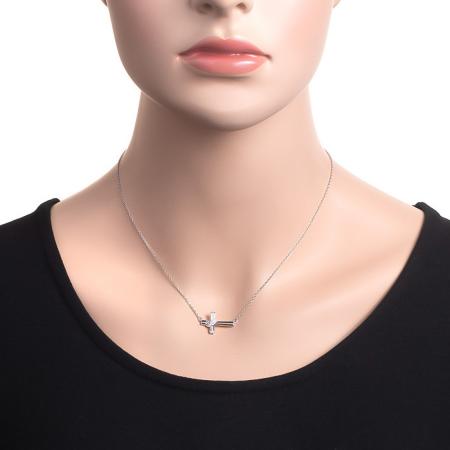 Stříbrný náhrdelník - křížek, čiré kulaté zirkony, délka 43 až 46 cm | Argento.cz