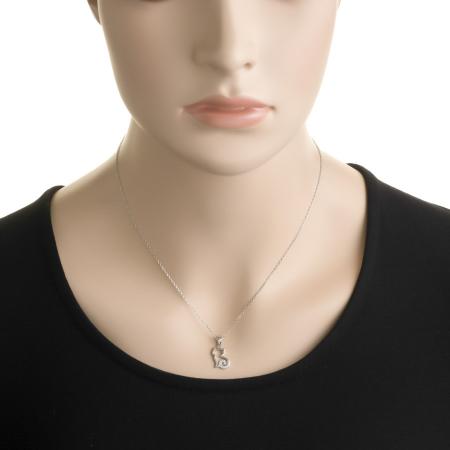 Stříbrný náhrdelník - kočka, čiré kulaté zirkony, délka 43 až 46 cm | Argento.cz