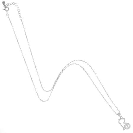 Stříbrný náhrdelník - kočka, čiré kulaté zirkony, délka 43 až 46 cm | Argento.cz