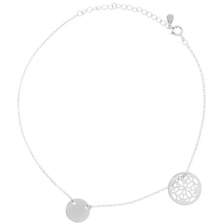 Stříbrný náramek na nohu - kruh, květ života, délka 22 až 26 cm | Argento.cz