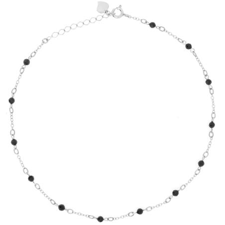 Stříbrný náramek na nohu - kulka, černé zirkony ve tvaru kuličky | Argento.cz
