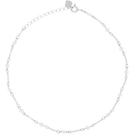 Stříbrný náramek na nohu - kulka, čiré zirkony ve tvaru kuličky, délka 22 až 26 cm | Argento.cz