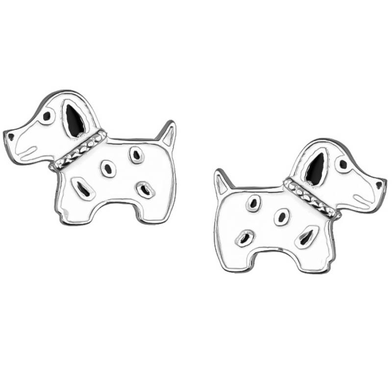 Stříbrné náušnice - pes, barevná glazura | Argento.cz