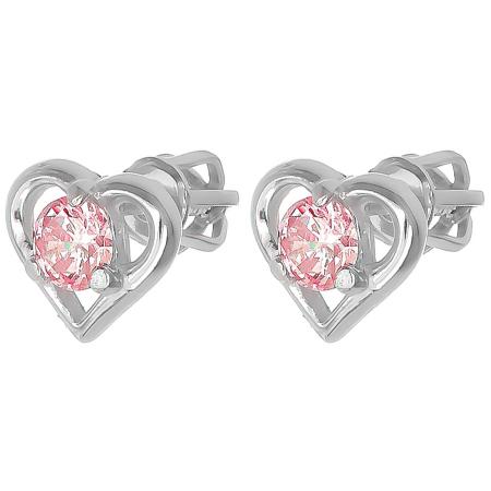 Stříbrné náušnice - srdíčka, kulatý zirkon | Argento.cz
