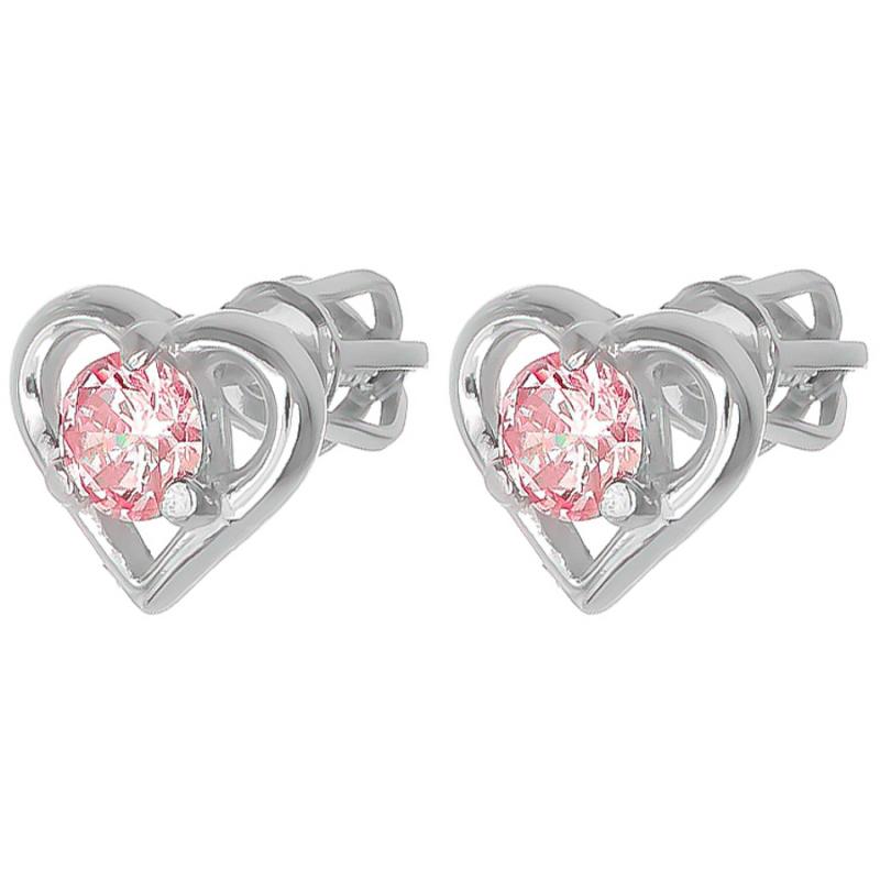 Stříbrné náušnice - srdíčka, kulatý zirkon | Argento.cz