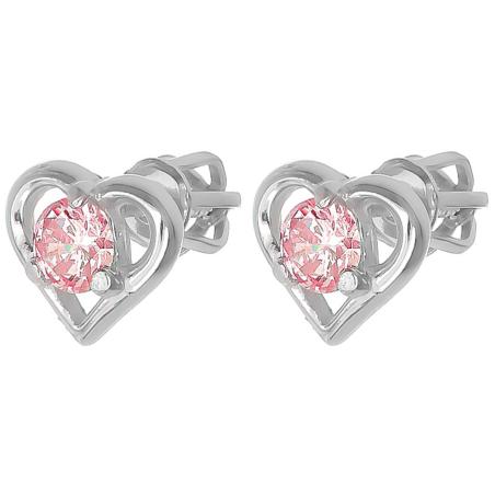 Stříbrné náušnice - srdíčka, kulatý zirkon | Argento.cz