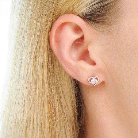 Stříbrné náušnice - srdíčka, kulatý zirkon | Argento.cz
