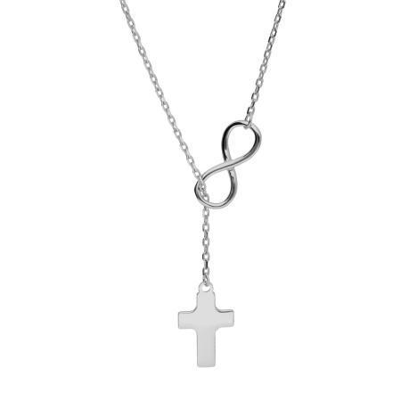 Stříbrný náhrdelník - nekonečno, křížek, délka 43 až 46 cm | Argento.cz
